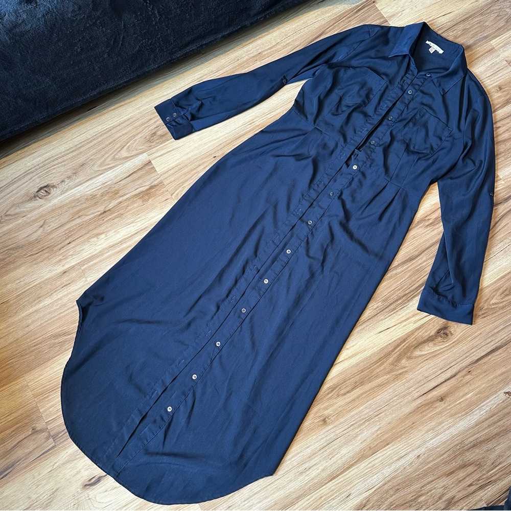 Under Skies Navy Button-Up Dress